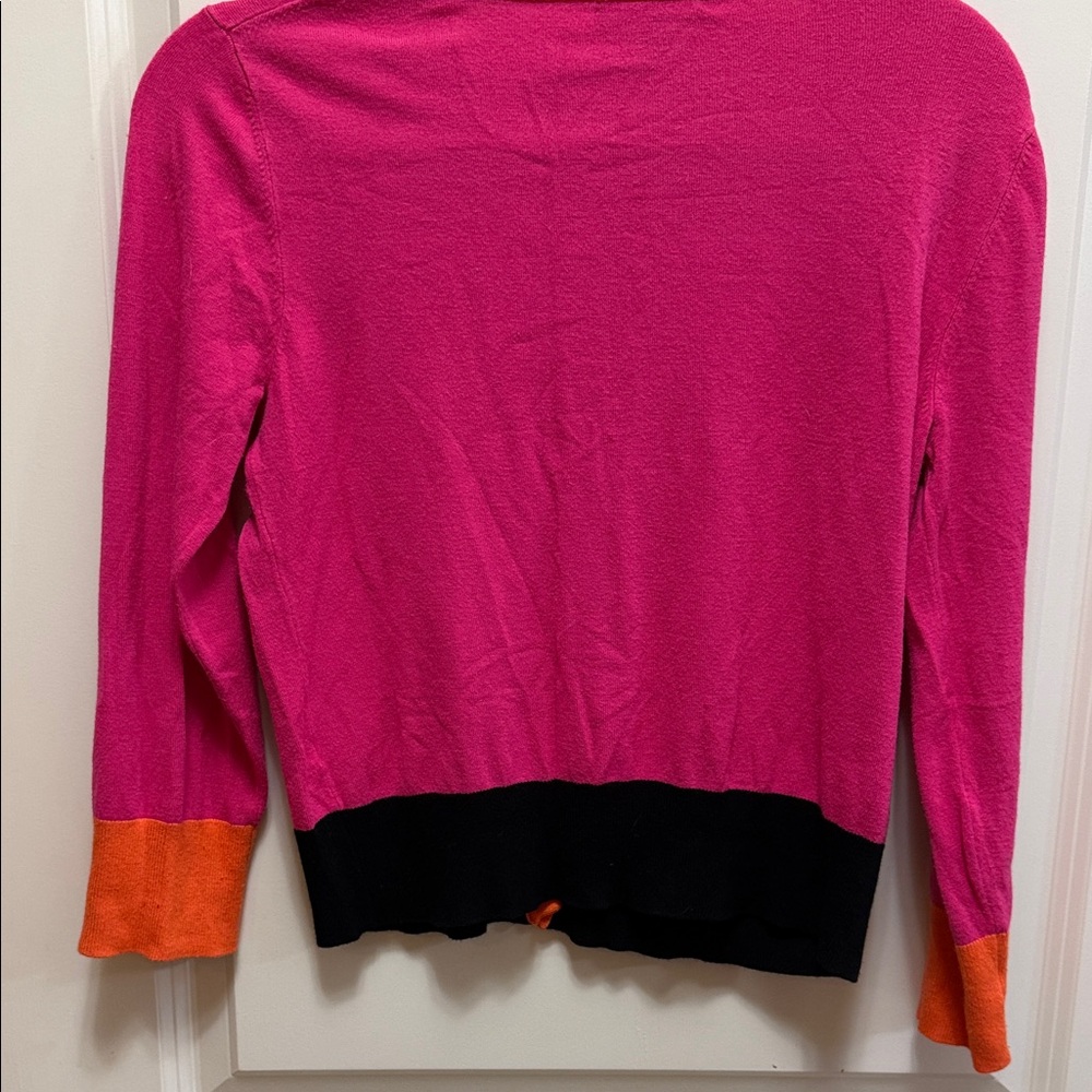 Cable & Gauge Fuchsia and Tangerine Cardigan - Picture 8 of 9